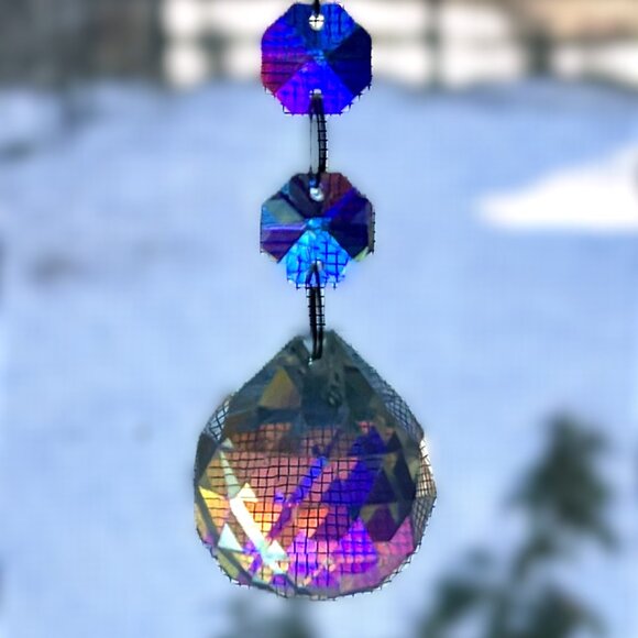 Winter Wonderland Iridescent Snowflake Crystal Prism Sun Catcher Sun Hanging New - Picture 10 of 10